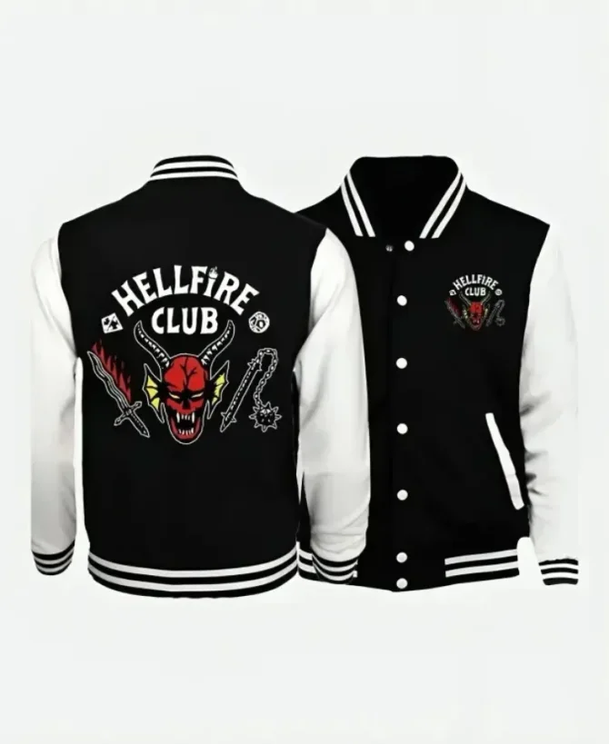 Exclusive Hellfire Club Varsity Jacket - Bold Black & White Design With Iconic Logo