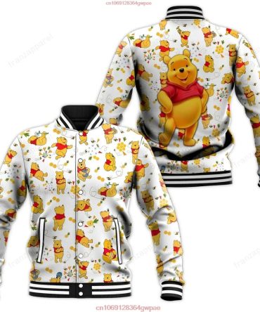Cozy Cartoon Bear Print Bomber Jacket - Stylish & Fun Outerwear For All Ages