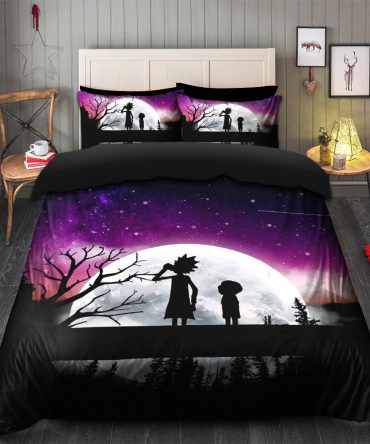 Rick And Morty Moon Night Bedding Set Duvet Cover And 2 Pillowcases