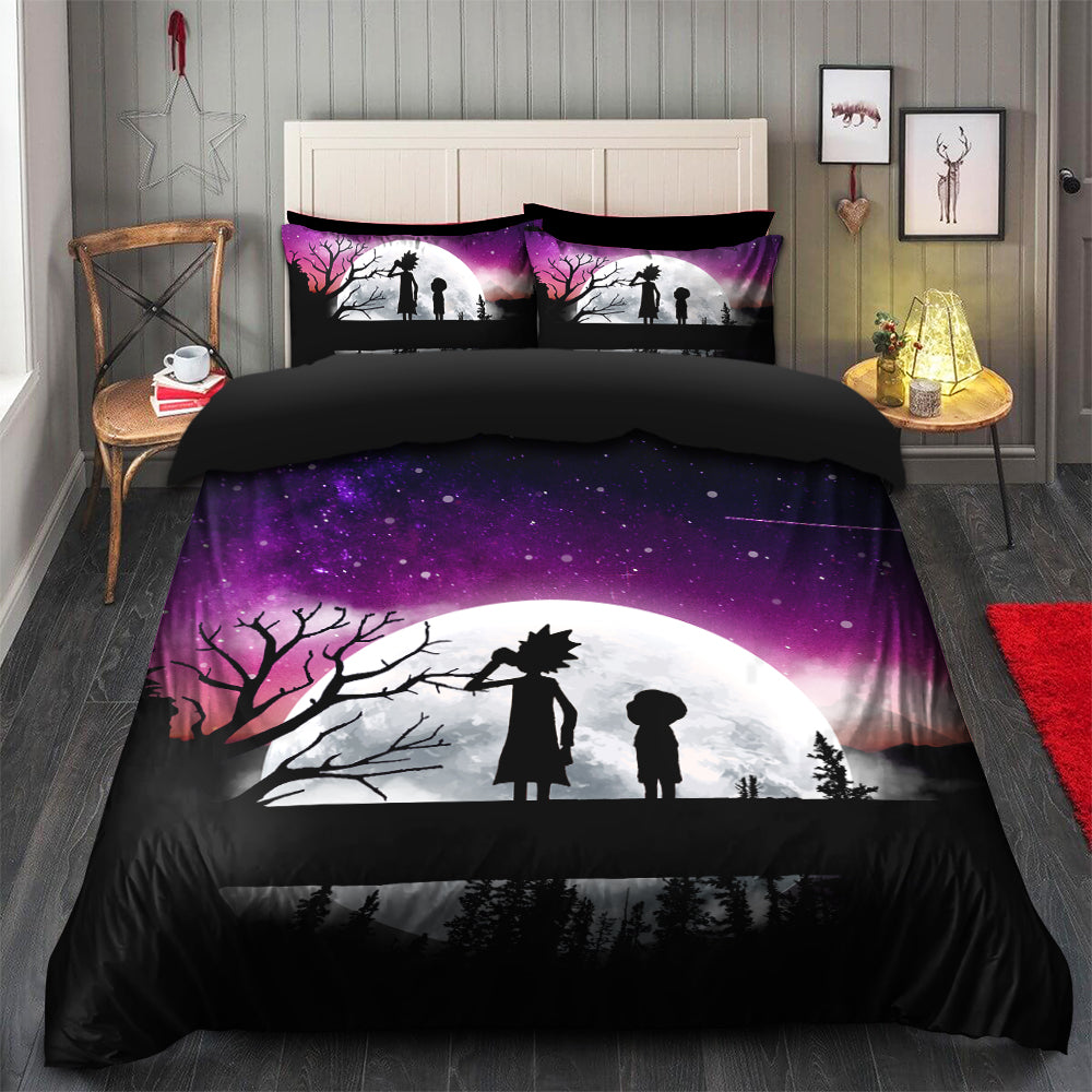 Rick And Morty Moon Night Bedding Set Duvet Cover And 2 Pillowcases