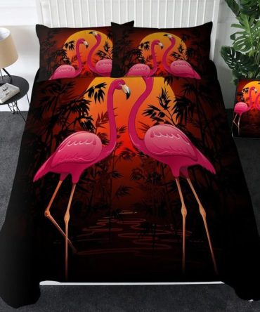 Sunset Flamingo Duvet Bedding Set Duvet Cover And 2 Pillowcases