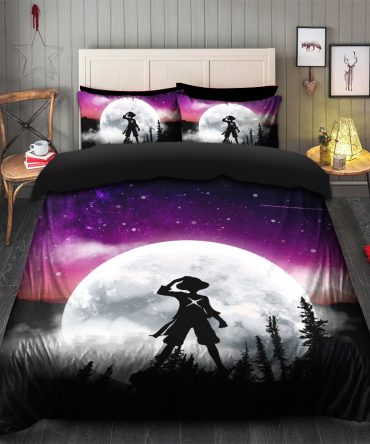 One Piece Luffy Anime Moon Night Galaxy Bedding Set Duvet Cover And 2 Pillowcases