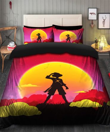 One Piece Luffy Anime Sunset Bedding Set Duvet Cover And 2 Pillowcases