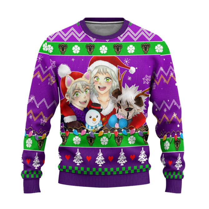 Black Clover Anime Ugly Christmas Sweater Purple Xmas Gift - Image 6