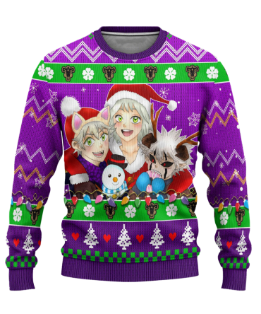 Black Clover Anime Ugly Christmas Sweater Purple Xmas Gift