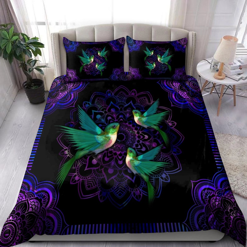 Hummingbird Mandala Bedding Set Duvet Cover And 2 Pillowcases - Image 2
