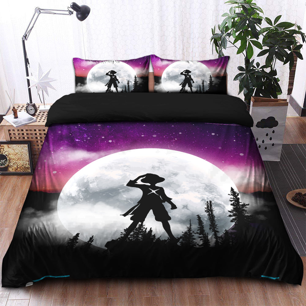 One Piece Luffy Anime Moon Night Galaxy Bedding Set Duvet Cover And 2 Pillowcases - Image 2