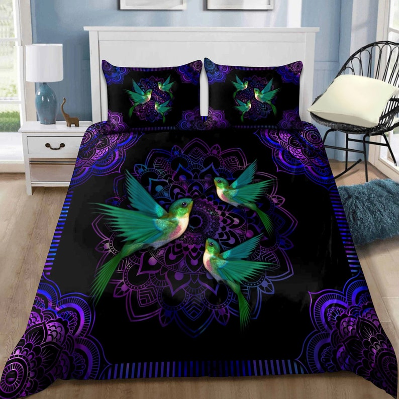 Hummingbird Mandala Bedding Set Duvet Cover And 2 Pillowcases - Image 3
