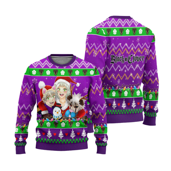 Black Clover Anime Ugly Christmas Sweater Purple Xmas Gift - Image 3