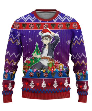 Asta Anime Ugly Christmas Sweater Black Clover Xmas Gift