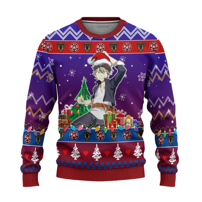 Asta Anime Ugly Christmas Sweater Black Clover Xmas Gift