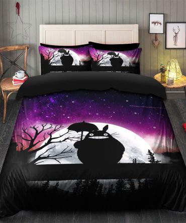 Totoro Ghibli Anime Moon Night Bedding Set Duvet Cover And 2 Pillowcases