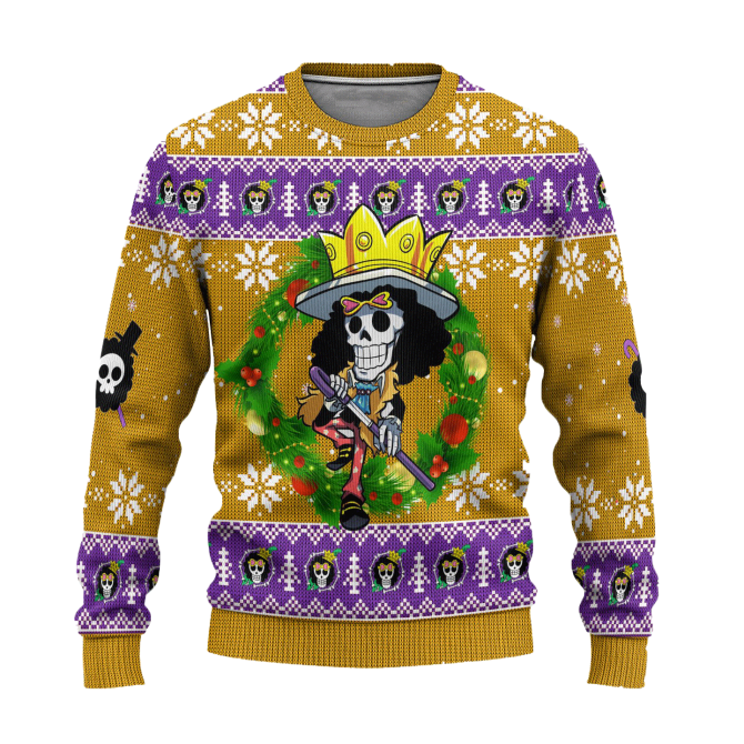 Brook One Piece Anime Ugly Christmas Sweater Xmas Gift - Image 6
