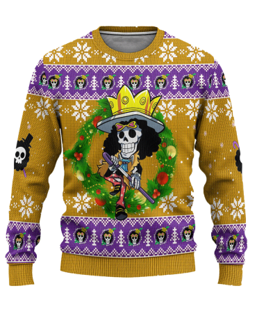 Brook One Piece Anime Ugly Christmas Sweater Xmas Gift