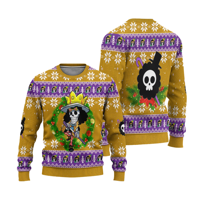 Brook One Piece Anime Ugly Christmas Sweater Xmas Gift - Image 3