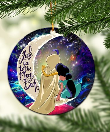 Aladin Couple Love You To The Moon Galaxy Ceramic Circle Ornament Perfect Gift For Christmas Holiday