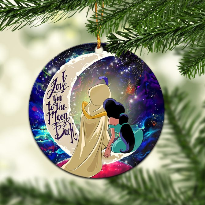 Aladin Couple Love You To The Moon Galaxy Ceramic Circle Ornament Perfect Gift For Christmas Holiday