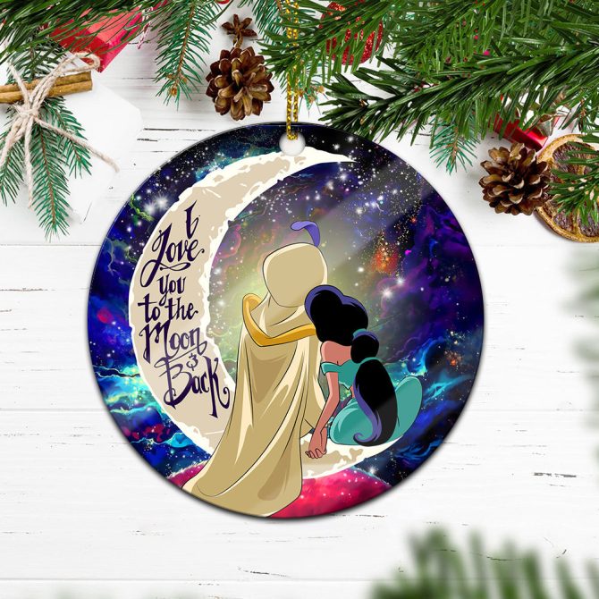 Aladin Couple Love You To The Moon Galaxy Ceramic Circle Ornament Perfect Gift For Christmas Holiday - Image 2