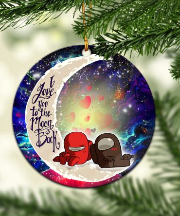 Among Us Couple Love You To The Moon Galaxy Ceramic Circle Ornament Perfect Gift For Christmas Holiday