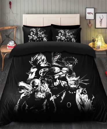 Anime Heroes B&W Bedding Set Duvet Cover And 2 Pillowcases