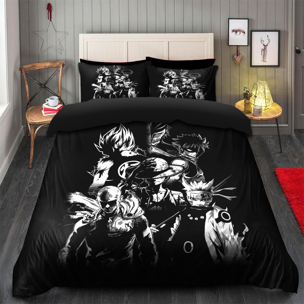 Anime Heroes B&W Bedding Set Duvet Cover And 2 Pillowcases