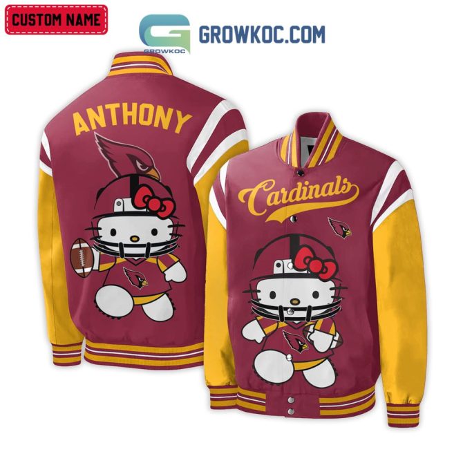 Custom Name Hello Kitty Cardinals Varsity Jacket – Personalized Fan Gear Gift