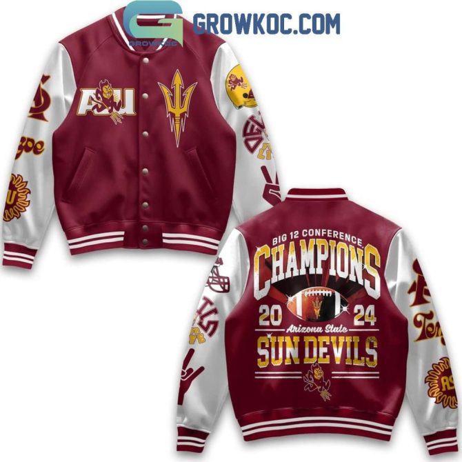 Asu Sun Devils 2024 Champions Varsity Jacket - Celebrate Big 12 Victory In Style!