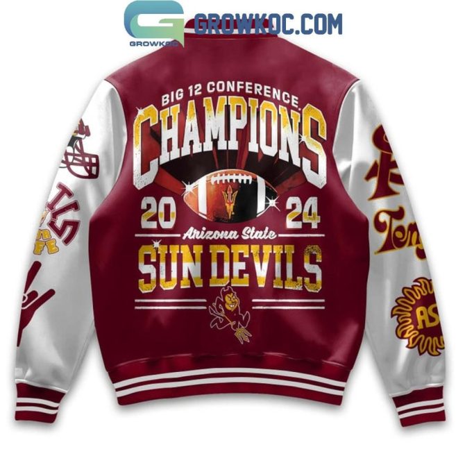 Asu Sun Devils 2024 Champions Varsity Jacket - Celebrate Big 12 Victory In Style! - Image 3