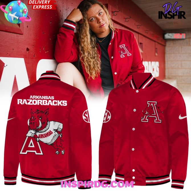 Arkansas Razorbacks Softball 2024 Red Baseball Jacket