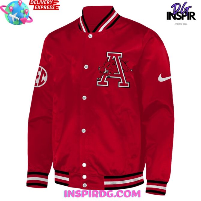 Arkansas Razorbacks Softball 2024 Red Baseball Jacket - Image 2