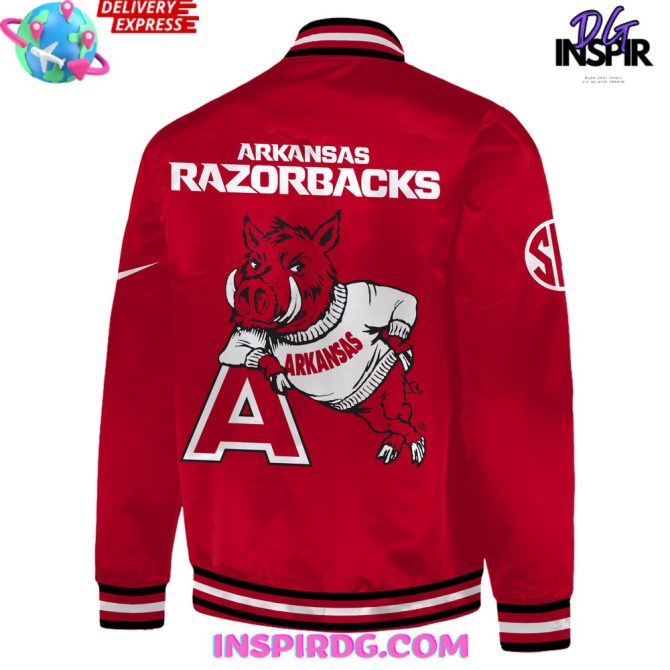 Arkansas Razorbacks Softball 2024 Red Baseball Jacket - Image 3