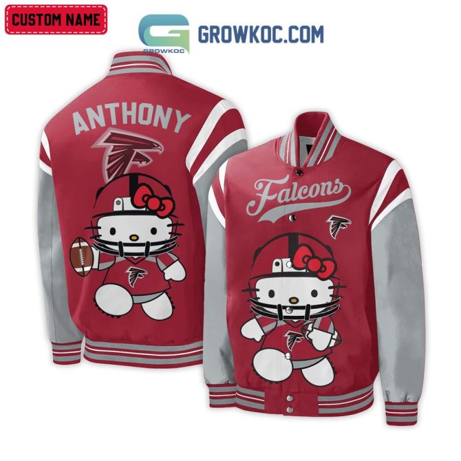 Custom Hello Kitty Falcons Varsity Jacket - Personalized Name, Stylish Sportswear