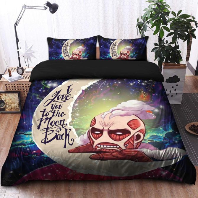 Attack On Titan Love You To The Moon Galaxy Bedding Set Duvet Cover And 2 Pillowcases
