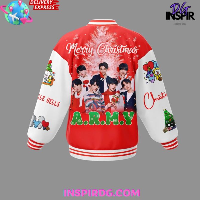 Bts A.R.M.Y Merry Christmas Varsity Jacket - Image 3