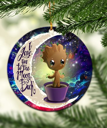 Baby Groot Love You To The Moon Galaxy Ceramic Circle Ornament Perfect Gift For Christmas Holiday