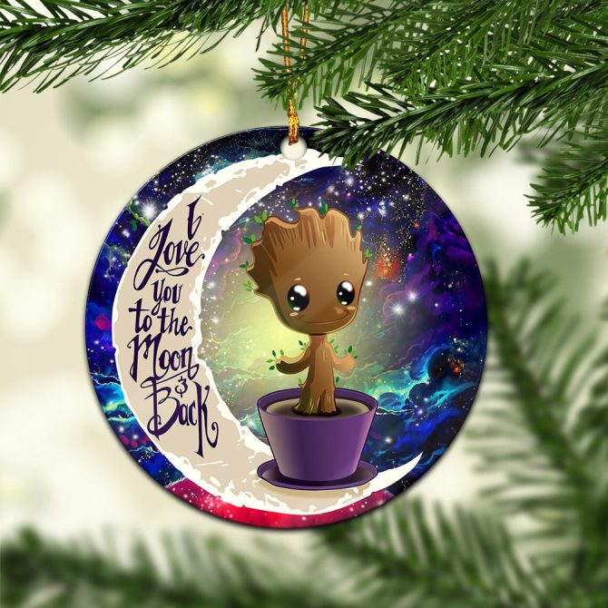 Baby Groot Love You To The Moon Galaxy Ceramic Circle Ornament Perfect Gift For Christmas Holiday