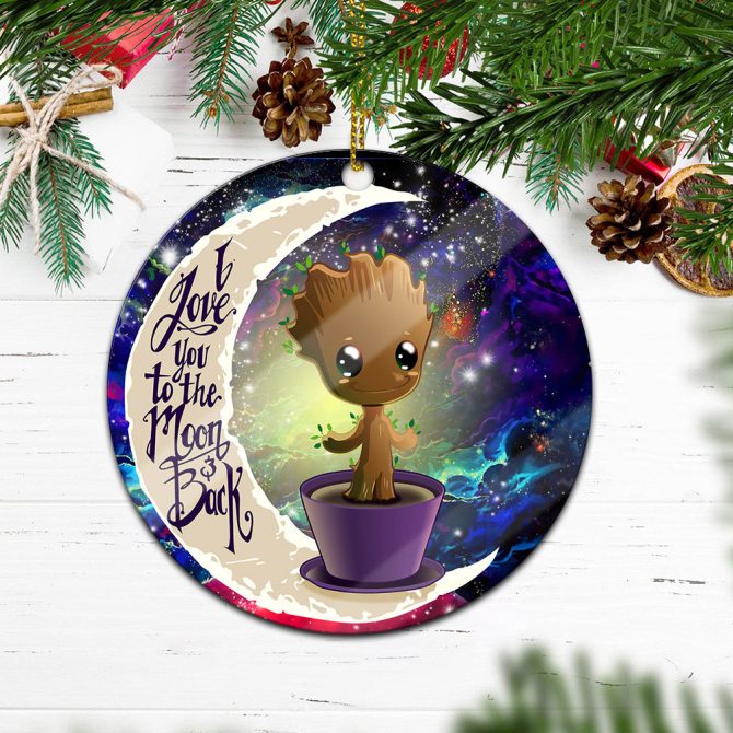 Baby Groot Love You To The Moon Galaxy Ceramic Circle Ornament Perfect Gift For Christmas Holiday - Image 2