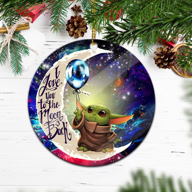 Baby Yoda Love You To The Moon Galaxy Ceramic Circle Ornament Perfect Gift For Christmas Holiday - Image 2