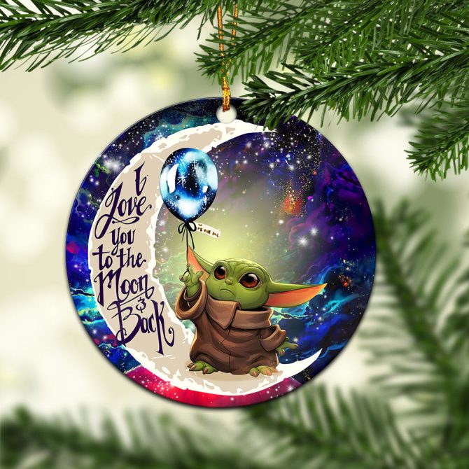 Baby Yoda Love You To The Moon Galaxy Ceramic Circle Ornament Perfect Gift For Christmas Holiday