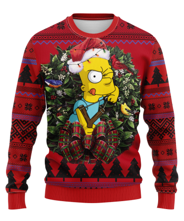 Bart Simpson Playing Noel Mc Ugly Christmas Sweater Thanksgiving Gift