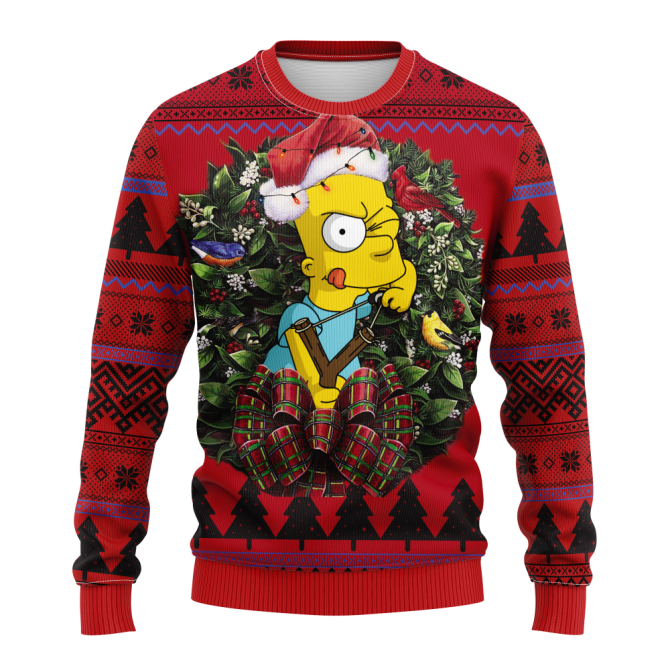 Bart Simpson Playing Noel Mc Ugly Christmas Sweater Thanksgiving Gift