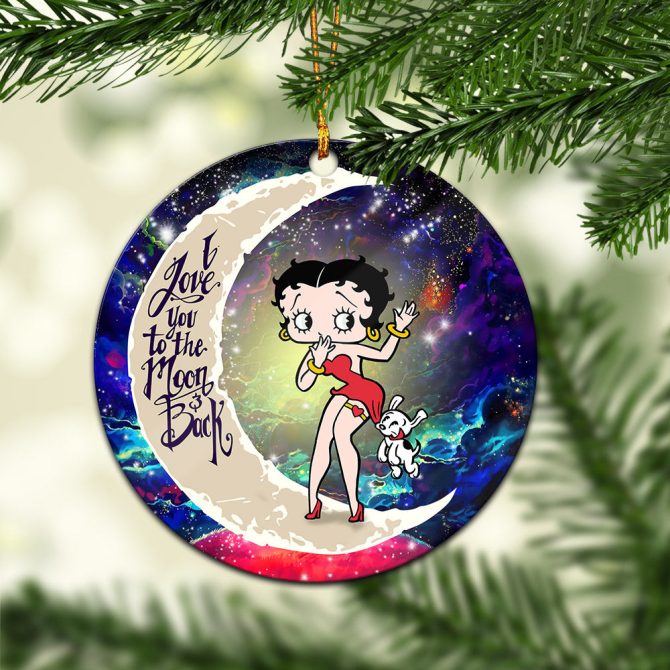 Betty Boop Love You To The Moon Galaxy Ceramic Circle Ornament Perfect Gift For Christmas Holiday