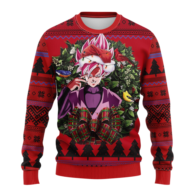 Black Goku Ssj Rose Dragon Ball Noel Mc Ugly Christmas Sweater Thanksgiving Gift - Image 3