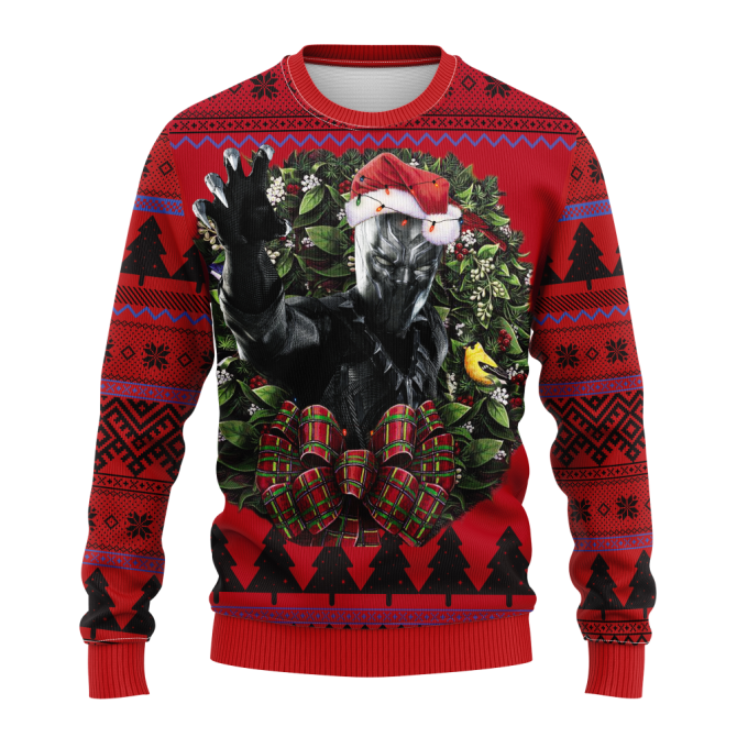 Black Panther New Noel Mc Ugly Christmas Sweater Thanksgiving Gift - Image 3