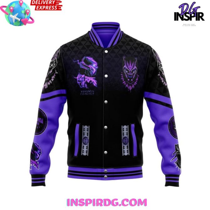 Black Panther Long Live The King Baseball Jacket - Image 3