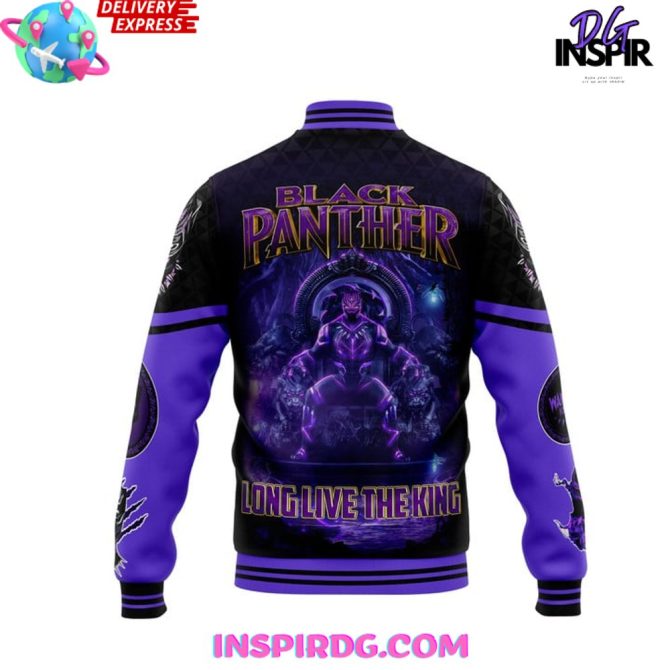 Black Panther Long Live The King Baseball Jacket - Image 4