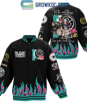 Blink 182 Varsity Jacket - Stylish Band Merch With Retro Graphics & Flame Design