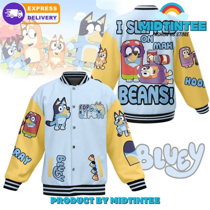 Bluey Varsity Jacket For Kids - Fun Cartoon Design, Express Delivery Available!