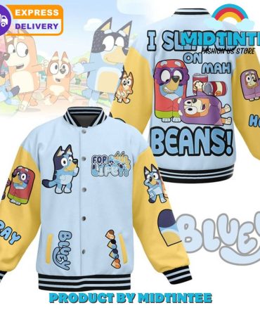 Bluey Cartoon I Slipped On Mah Beans Baseball Jacket