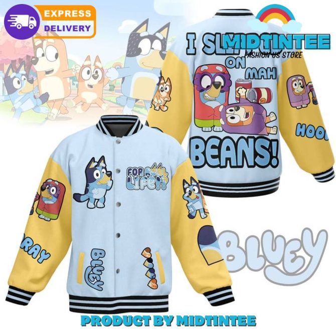 Bluey Cartoon I Slipped On Mah Beans Baseball Jacket